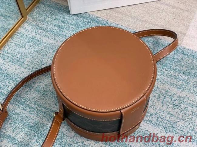 CELINE MEDIUM TAMBOUR BAG IN TRIOMPHE CANVAS 195192 brown