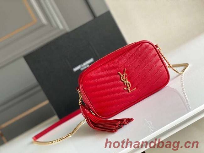 Yves Saint Laurent VINTAGE CAMERA BAG IN Calfskin Leather 6125791 red