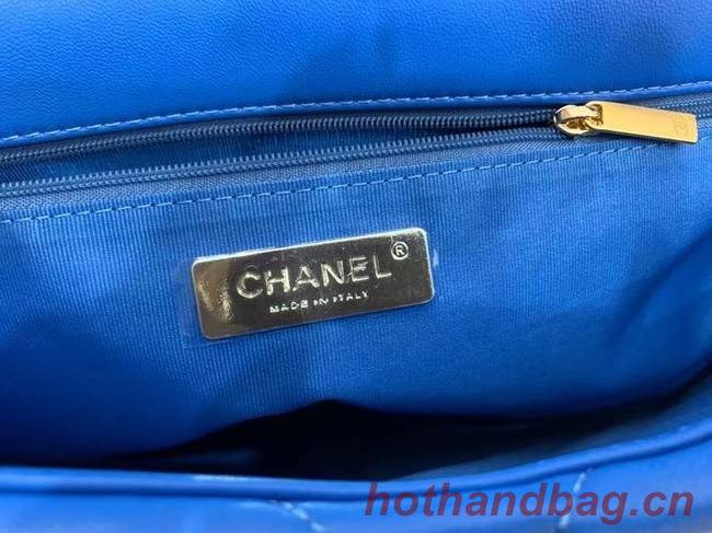 chanel 19 large flap bag AS1162 Electric blue