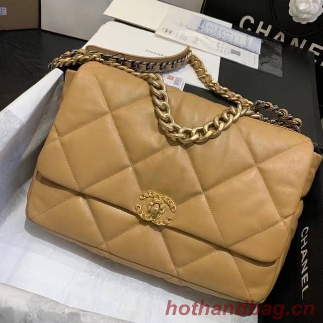 chanel 19 large flap bag AS1162 apricot