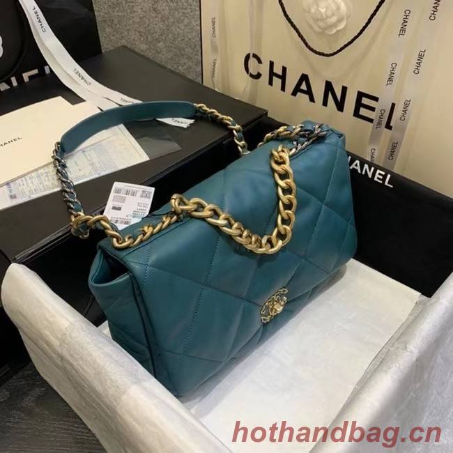 chanel 19 large flap bag AS1162 blue