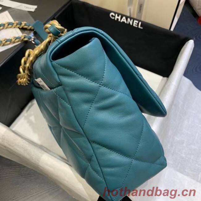 chanel 19 large flap bag AS1162 blue