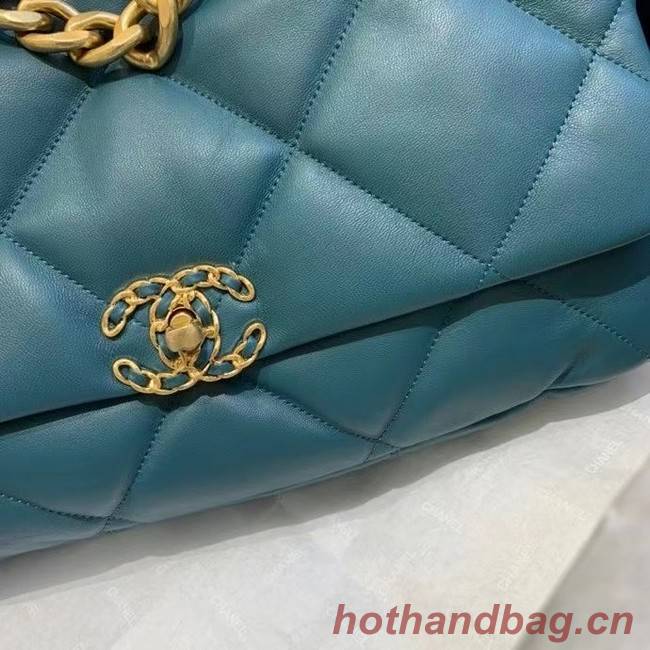 chanel 19 large flap bag AS1162 blue