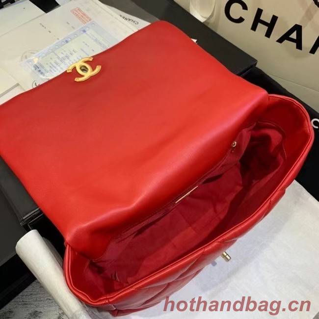 chanel 19 large flap bag AS1162 red