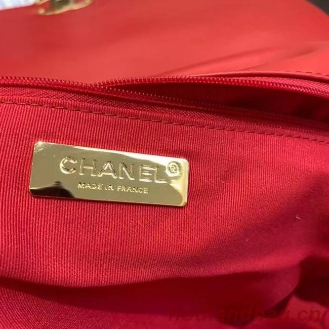 chanel 19 large flap bag AS1162 red