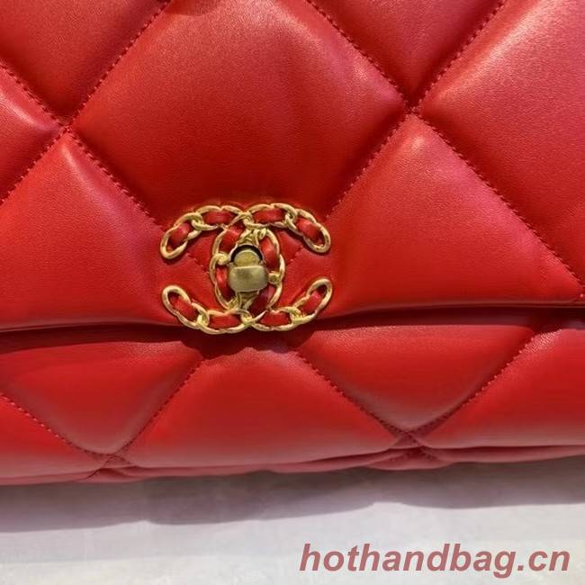 chanel 19 large flap bag AS1162 red