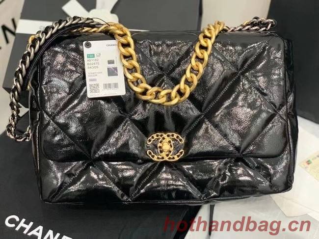 chanel 19 large flap bag Waxed skin AS1162 black