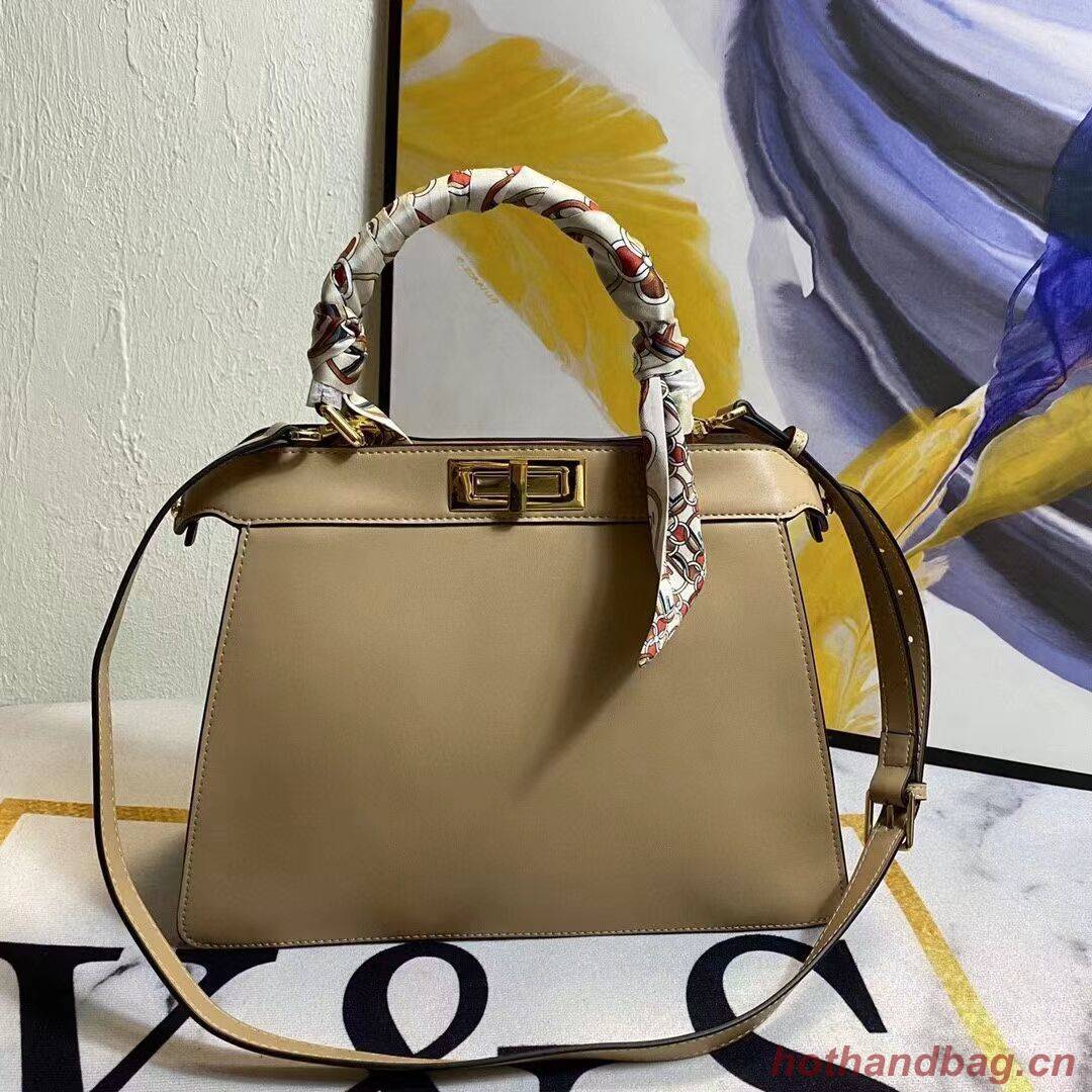 FENDI PEEKABOO ICONIC MEDIUM apricot leather bag F6946