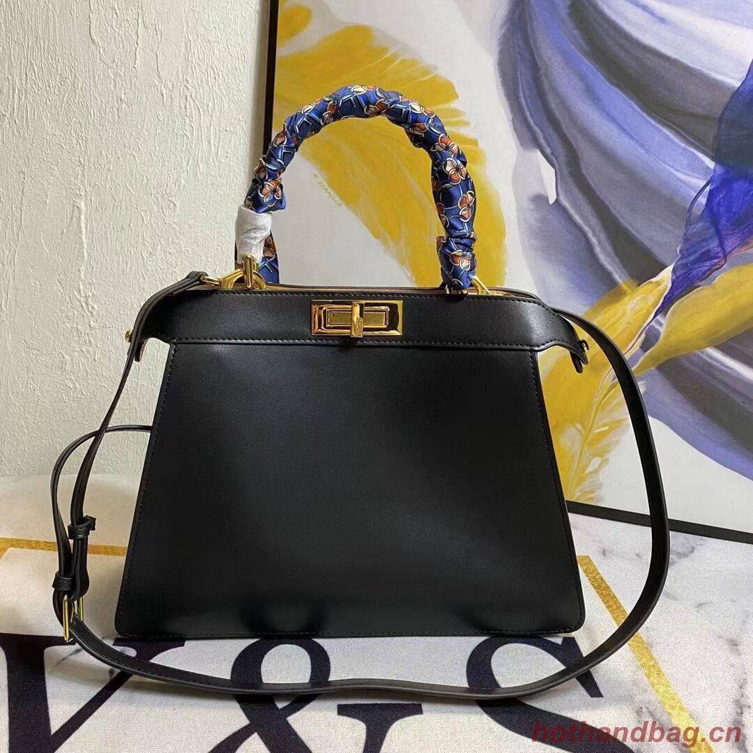 FENDI PEEKABOO ICONIC MEDIUM black leather bag F6946