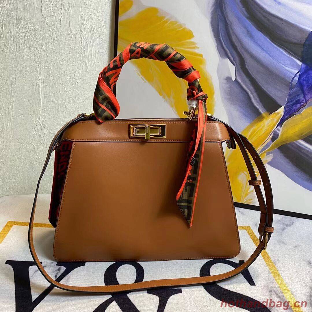 FENDI PEEKABOO ICONIC MEDIUM brown leather bag F6946