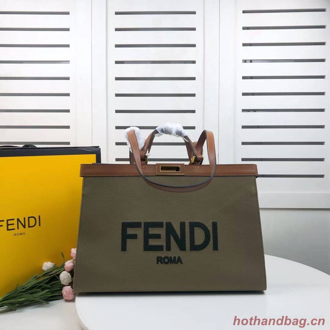 FENDI PEEKABOO X-TOTE canvas bag 8BH374B green