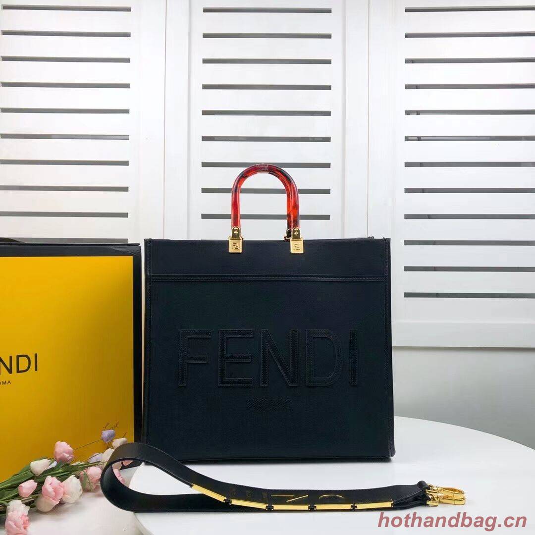 FENDI SUNSHINE LARGE flannel shopper 8BH371 black