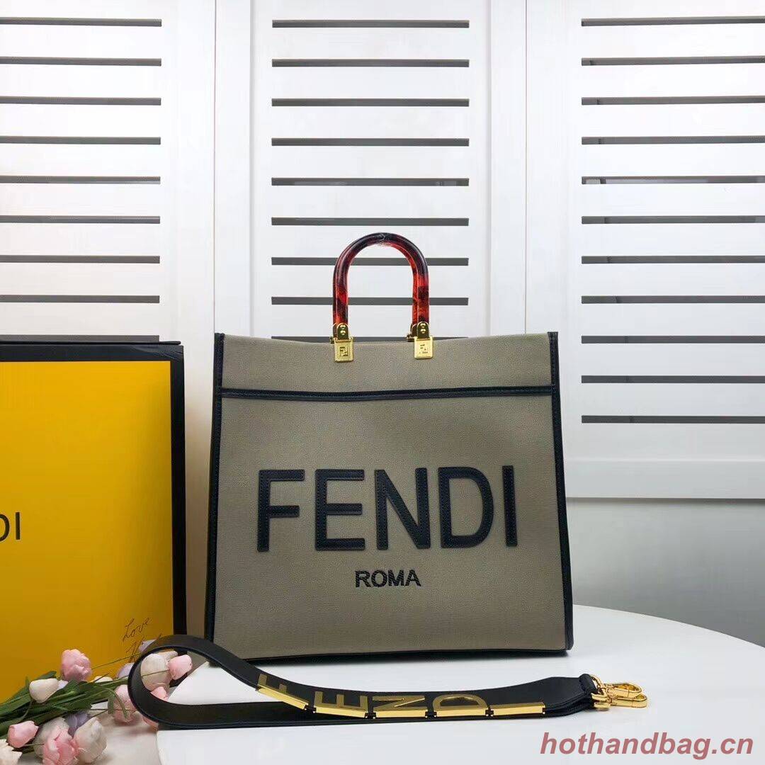 FENDI SUNSHINE LARGE flannel shopper 8BH371 green