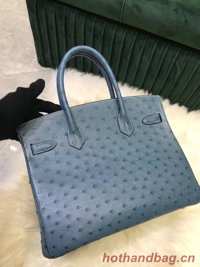 Hermes Birkin Bag Original Leather Ostrich skin HBK2530 Blue