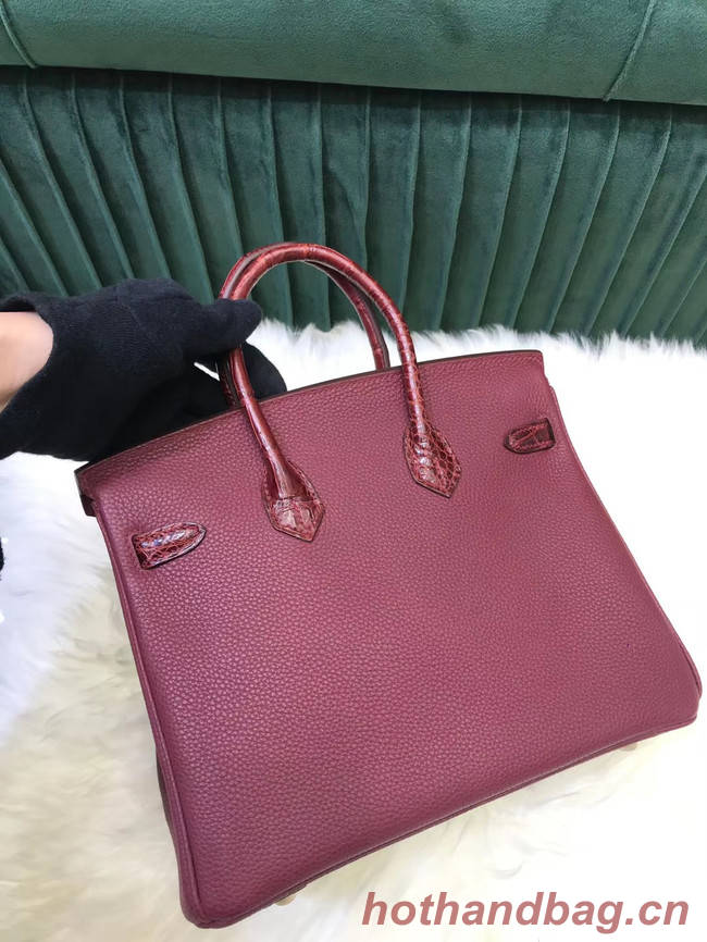 Hermes Birkin Bag Original Leather crocodile togo HBK2530 Burgundy