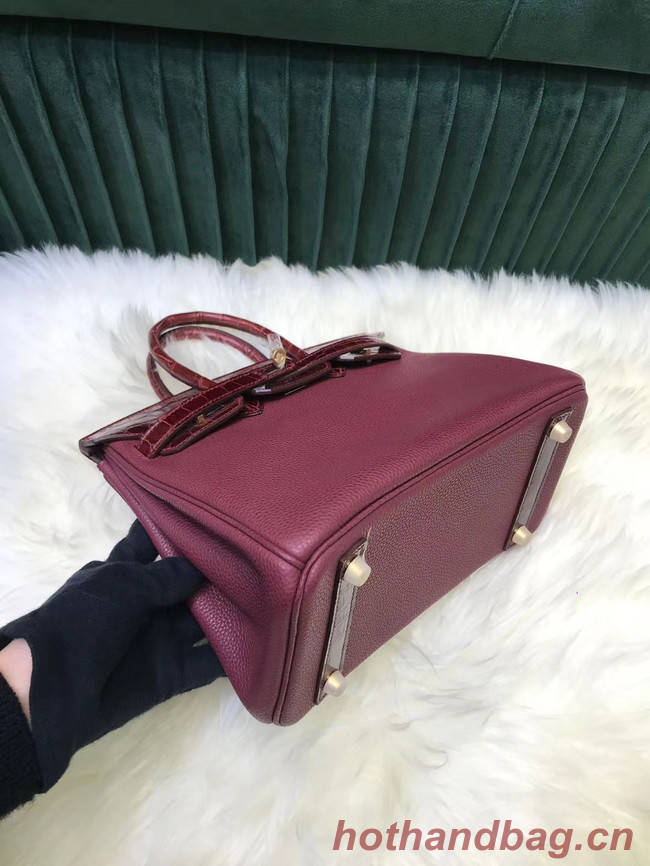 Hermes Birkin Bag Original Leather crocodile togo HBK2530 Burgundy