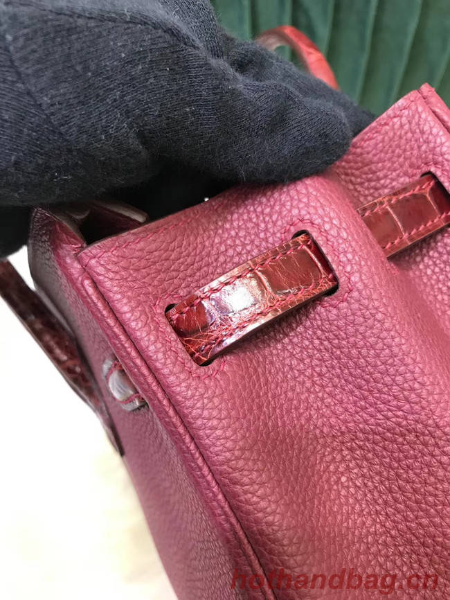 Hermes Birkin Bag Original Leather crocodile togo HBK2530 Burgundy