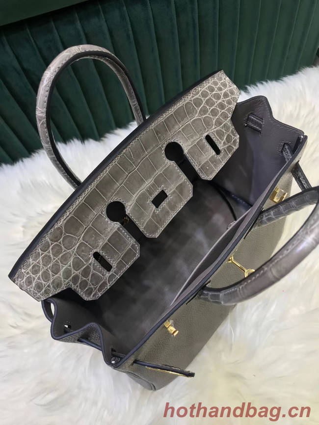 Hermes Birkin Bag Original Leather crocodile togo HBK2530 light gray