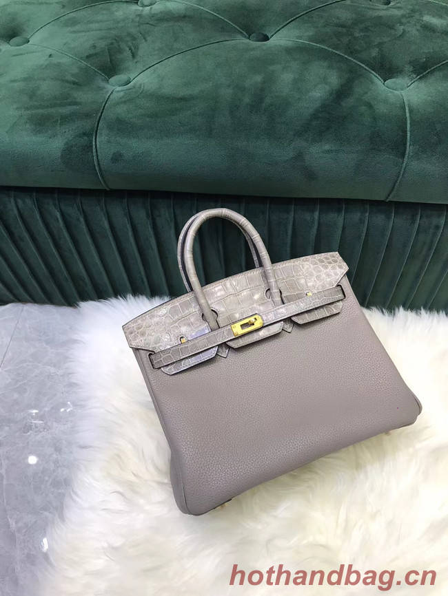 Hermes Birkin Bag Original Leather crocodile togo HBK2530 light gray