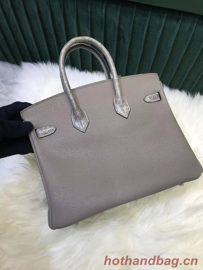 Hermes Birkin Bag Original Leather crocodile togo HBK2530 light gray