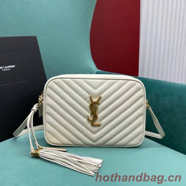 Yves Saint Laurent LOU CAMERA BAG IN QUILTED LEATHER 612544 white