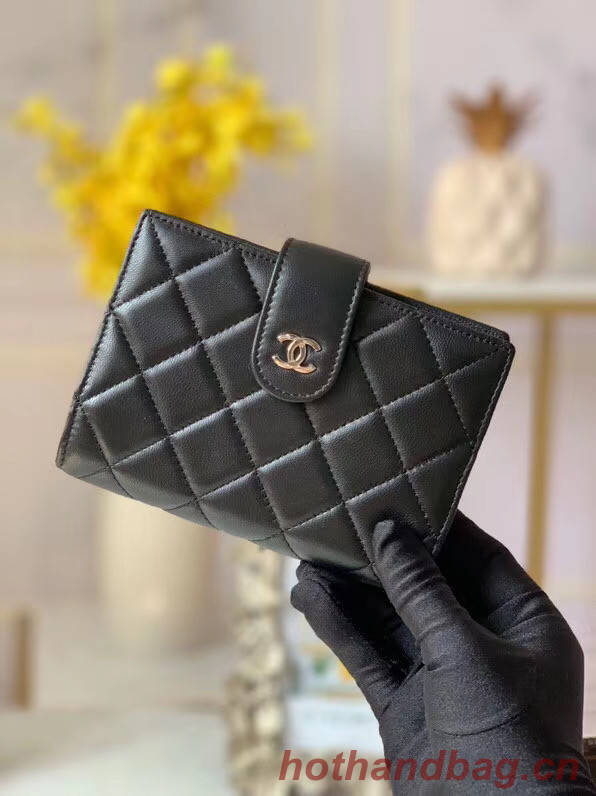 CHANEL sheepskin notebook & Wallet A012 black