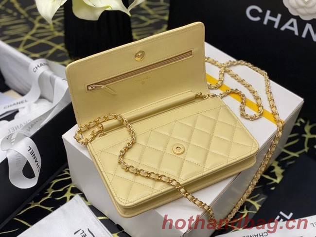 Chanel wallet on chain Grained Calfskin & Laquered Gold-Tone Metal AP2021 yellow