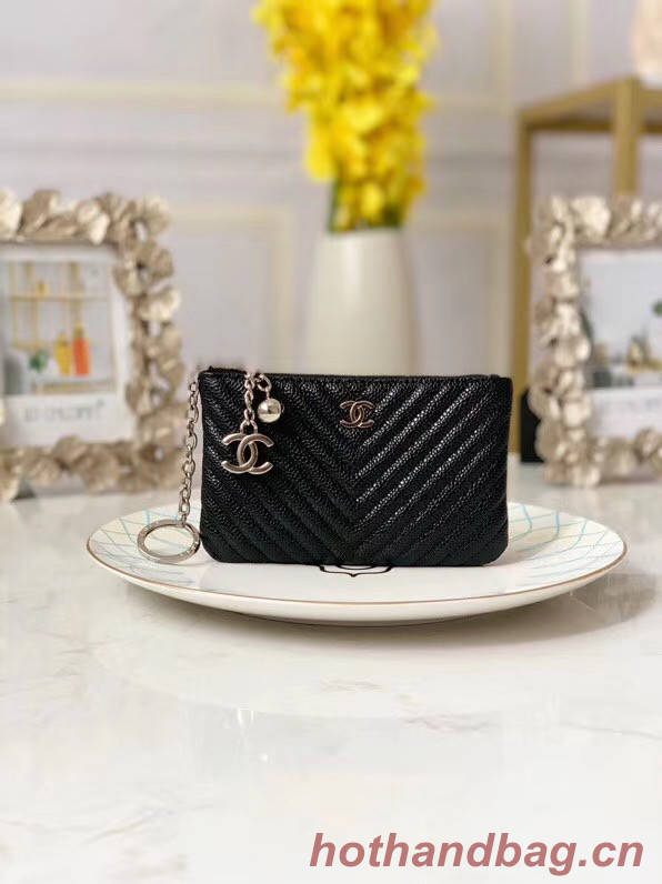 Chanel zipped wallet Goatskin AP31504-2 Black