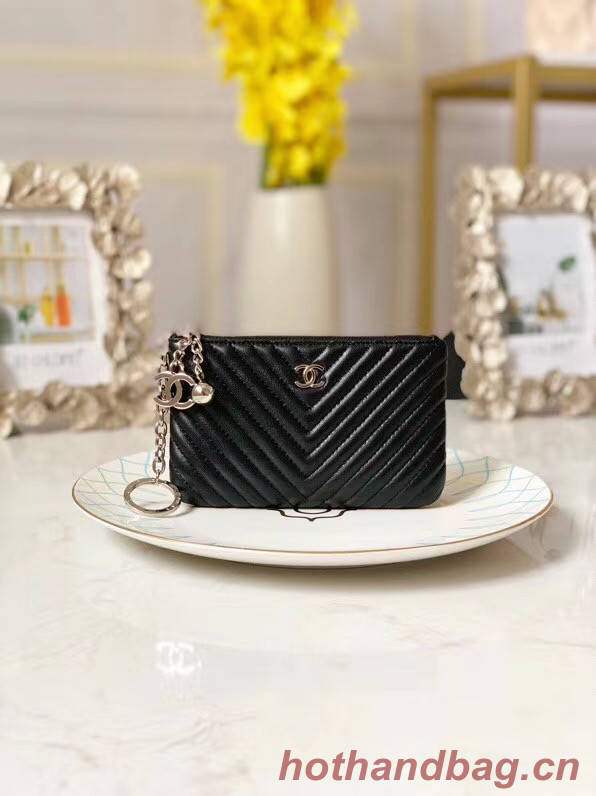 Chanel zipped wallet Goatskin AP31504-3 Black