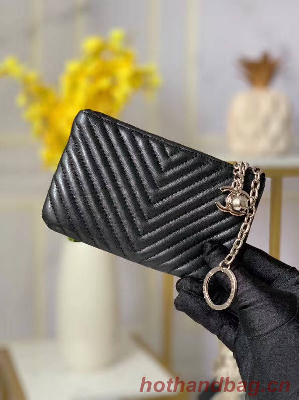 Chanel zipped wallet Goatskin AP31504-3 Black