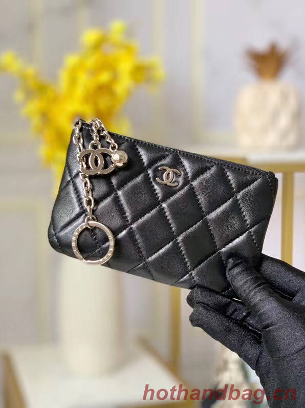 Chanel zipped wallet Goatskin AP31504-5 Black