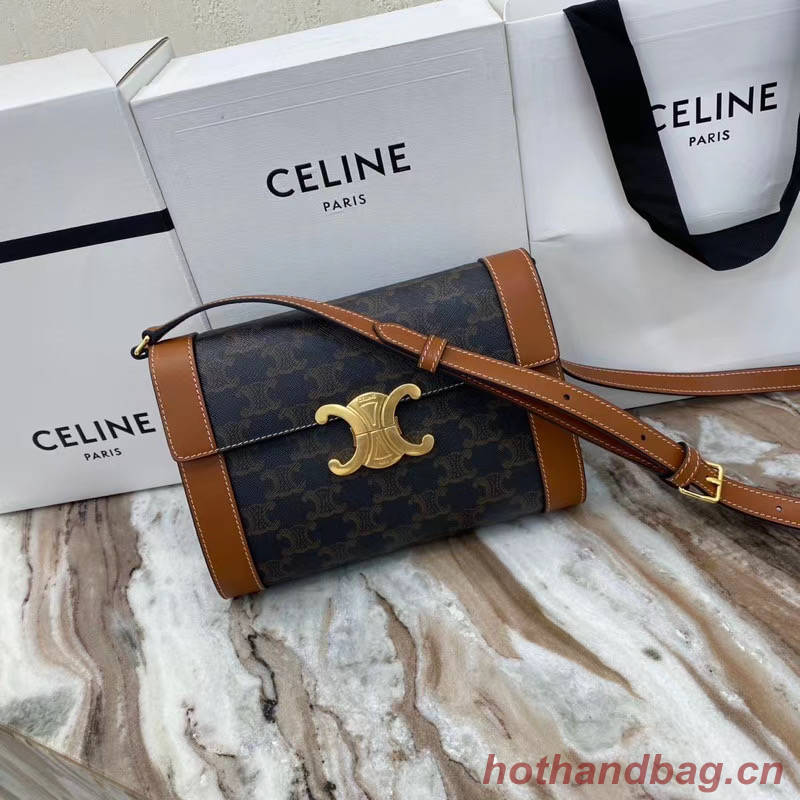 CELINE TRIOMPHE BAG IN TRIOMPHE CANVAS 195263 black&brown