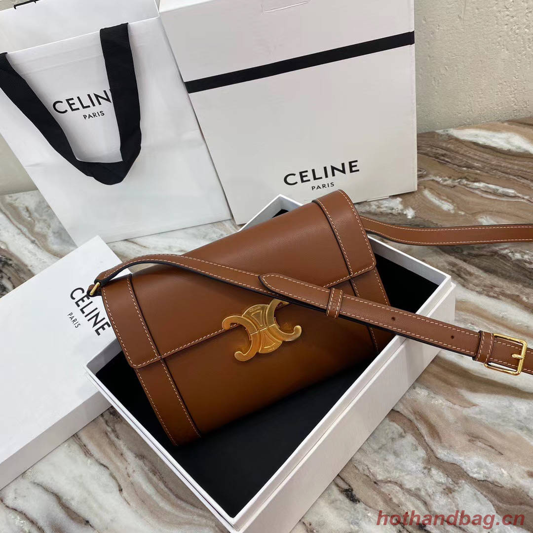 Celine TEEN TRIOMPHE BAG IN SHINY CALFSKIN 195263 brown