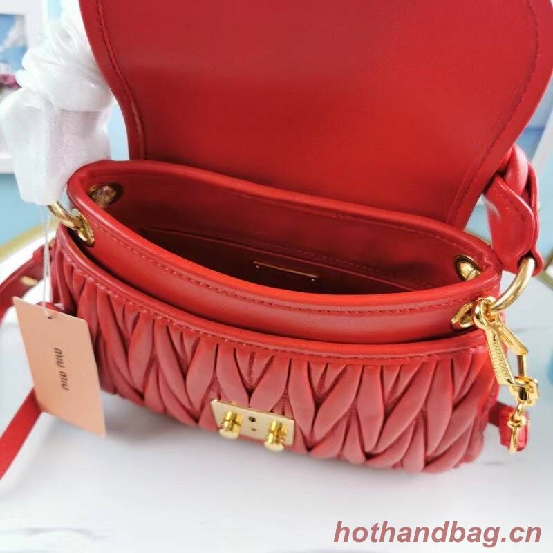 miu miu Matelasse Nappa Leather Top-handle Bag 6998 red