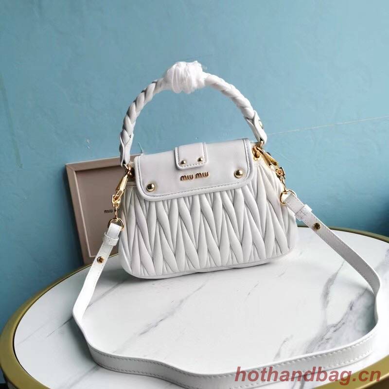 miu miu Matelasse Nappa Leather Top-handle Bag 6998 white