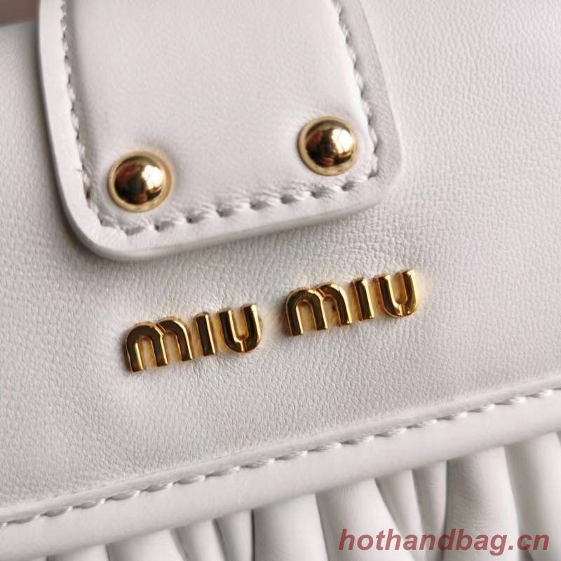 miu miu Matelasse Nappa Leather Top-handle Bag 6998 white