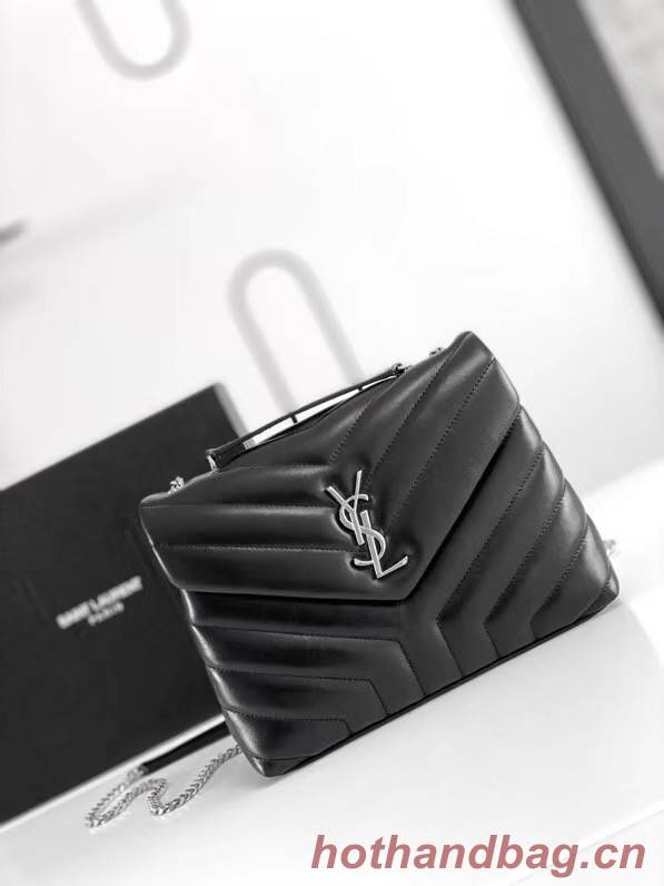 SAINT LAURENT LOULOU SMALL IN MATELASSE Y LEATHER 494699 black&Ancient silver