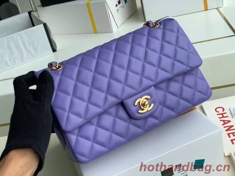 chanel classic handbag Lambskin & gold Metal A01112 Purple