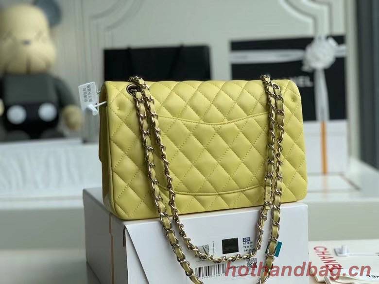 chanel classic handbag Lambskin & silver Metal A01112 lemon