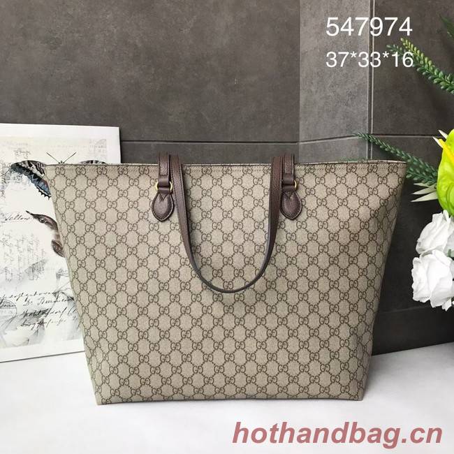Gucci GG Supreme canvas medium tote bag 547974 brown