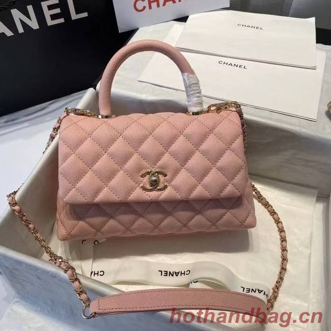 Chanel flap bag with top handle A92990 pink