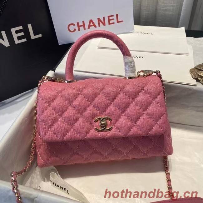 Chanel flap bag with top handle A92990 rose