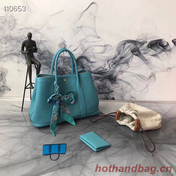 Hermes Garden Party 36cm 30cm Tote Bag Original Leather Light Blue