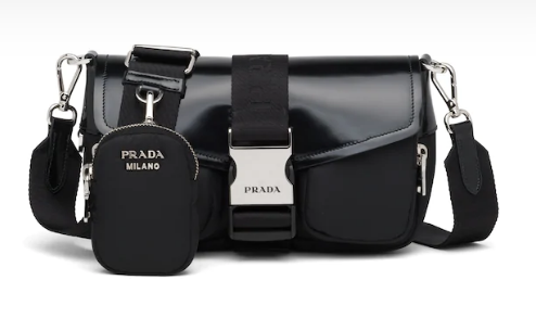 Prada Pocket nylon and brushed leather bag 1BD295 black