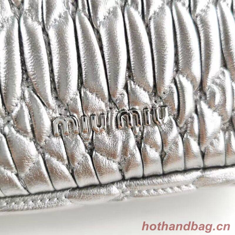 miu miu Matelasse Nappa Leather Shoulder Bag 5BP012M Silver