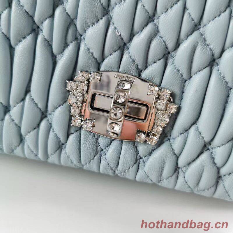 miu miu Matelasse Nappa Leather Shoulder Bag 5BP012M light blue