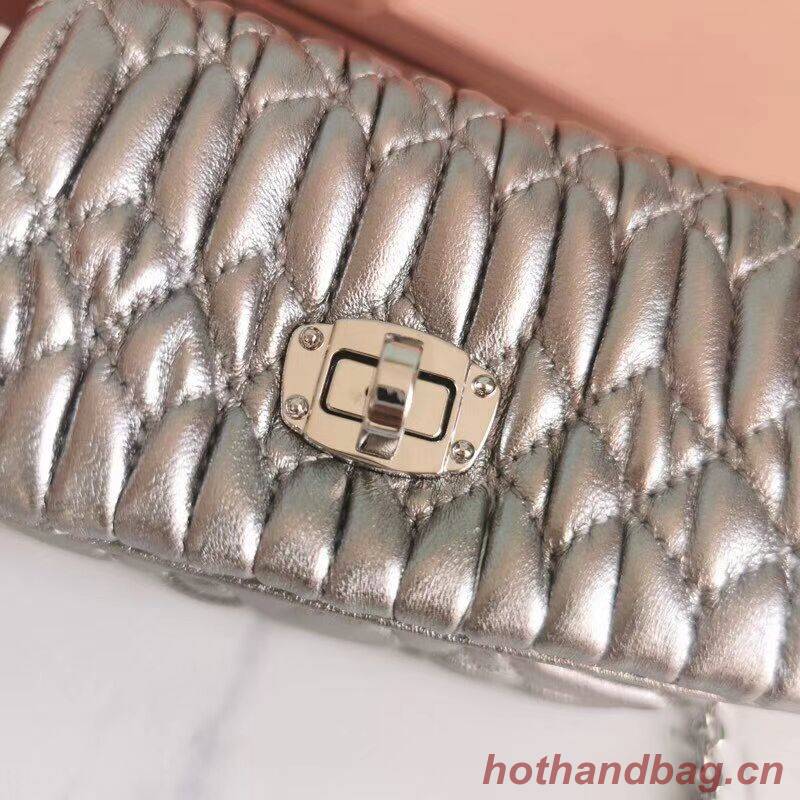 miu miu Matelasse Nappa Leather mini Shoulder Bag 5TT124 Silver