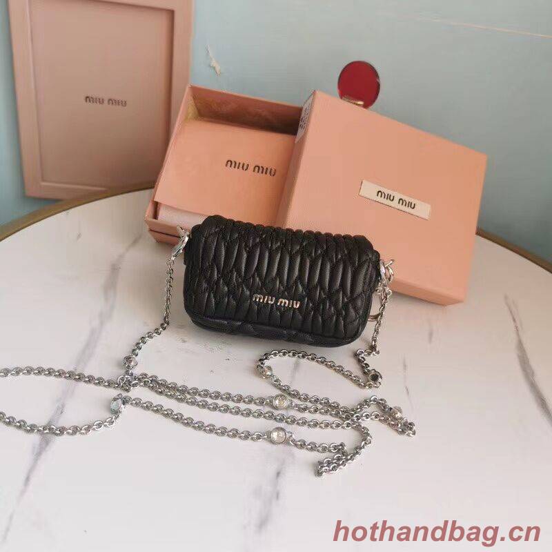 miu miu Matelasse Nappa Leather mini Shoulder Bag 5TT124 black