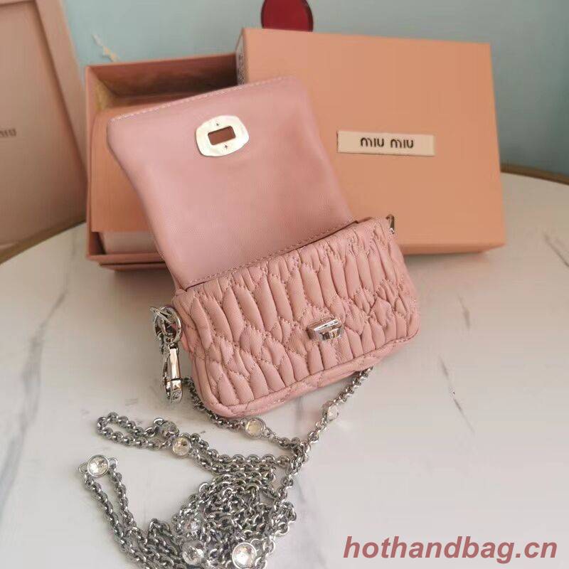 miu miu Matelasse Nappa Leather mini Shoulder Bag 5TT124 pink