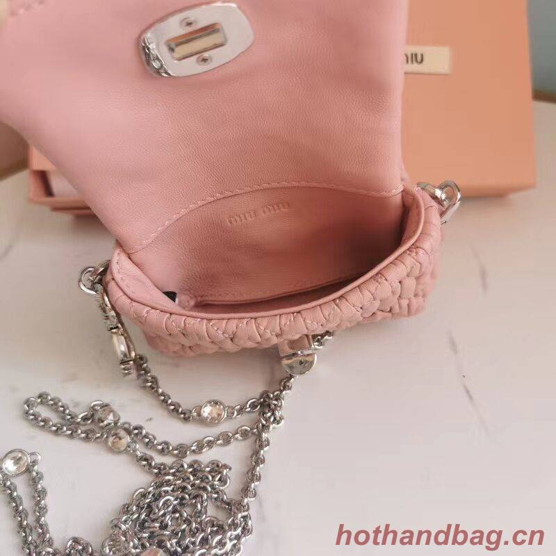 miu miu Matelasse Nappa Leather mini Shoulder Bag 5TT124 pink